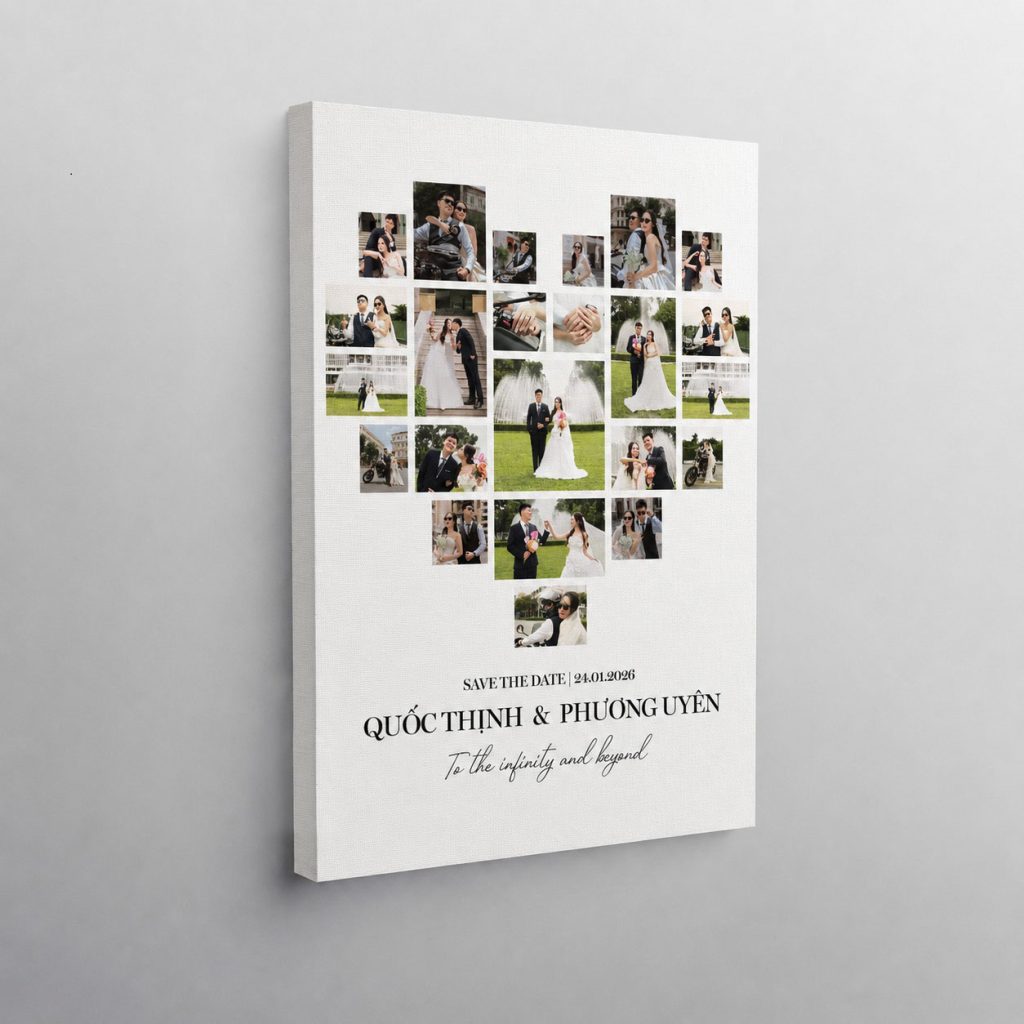 Tranh Canvas Ghép Ảnh Hình Trái Tim